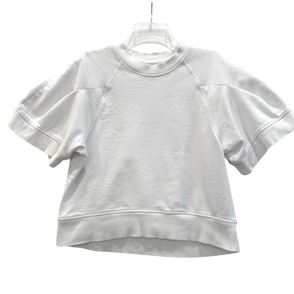 Calia by Carrie Underwood Women's Medium White Puff Short Sleeve Sweatshirt